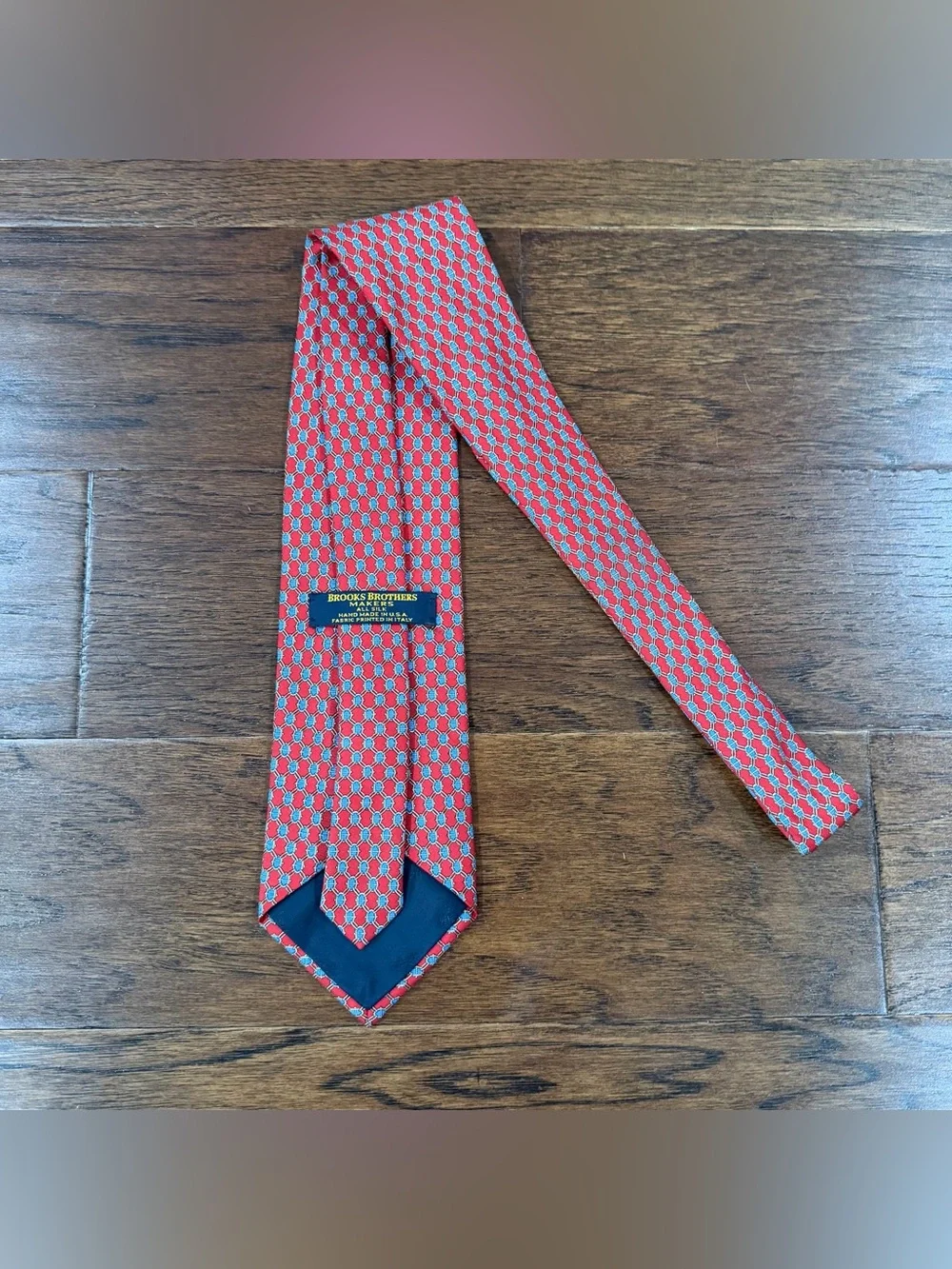 Lot 2 Brooks Brothers Makers All Silk Ties Made in USA Red Stripe&Red Chainlink